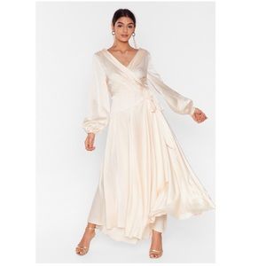 Nasty Gal Cowl Back Satin Wrap Maxi Dress